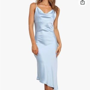Blue Satin dress size 4 never worn